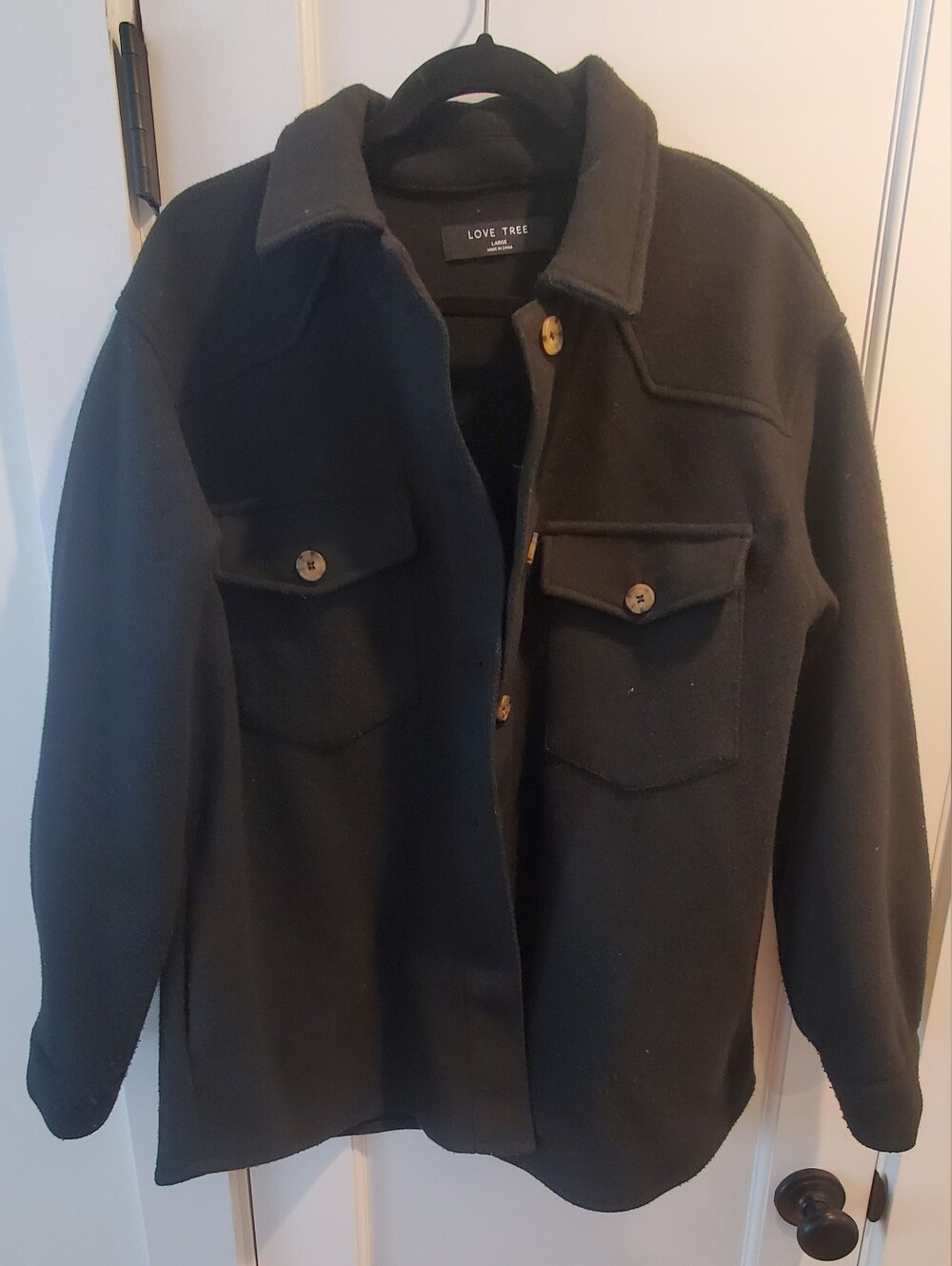 Love Tree Black Women's Oversized Shacket Jacket